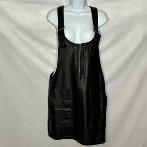 Free People Black Faux Leather Dress size Small EUC